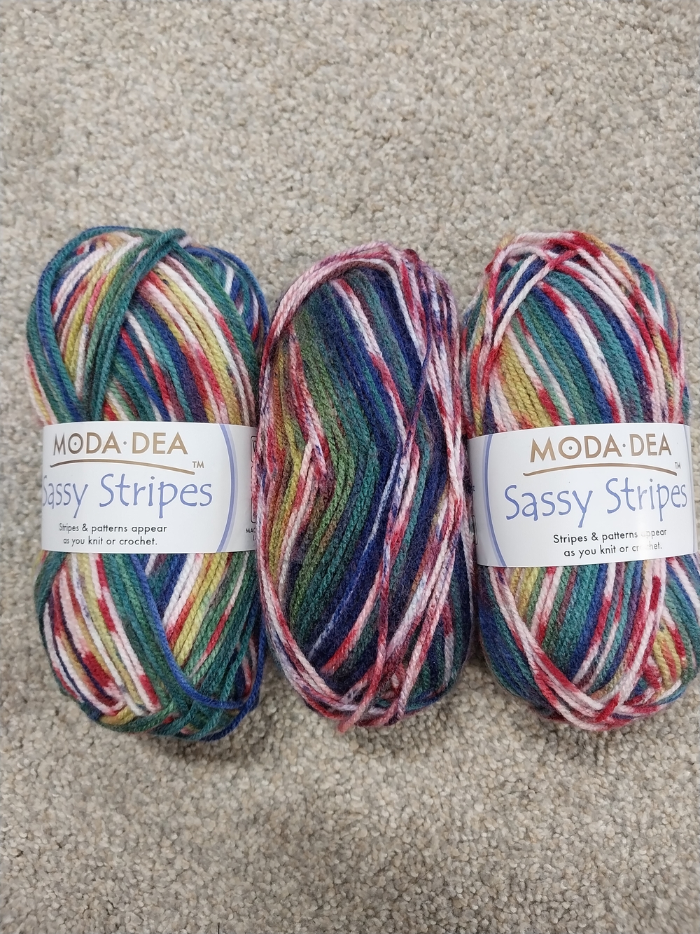 Moda Dea Sassy Stripes Multicolor Yarn - 3 Skeins